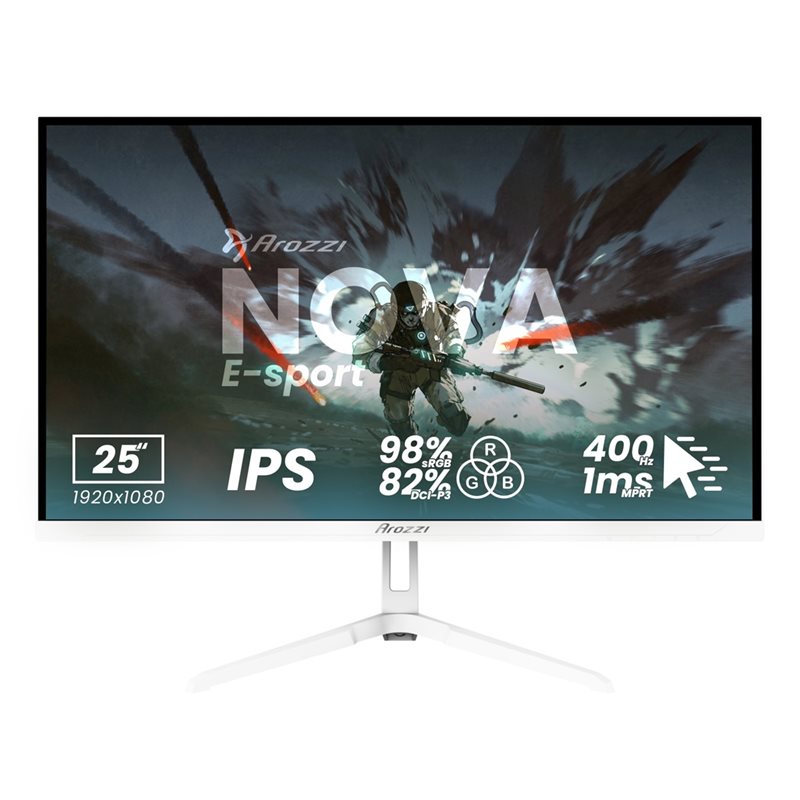 Arozzi 25" Nova IPS, 400Hz Full HD -pelimonitori, valkoinen