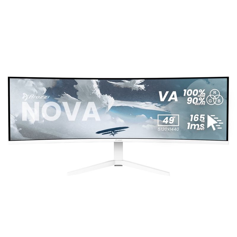 Arozzi 49" Nova VA, 165Hz (OC) UWQHD -pelimonitori, valkoinen