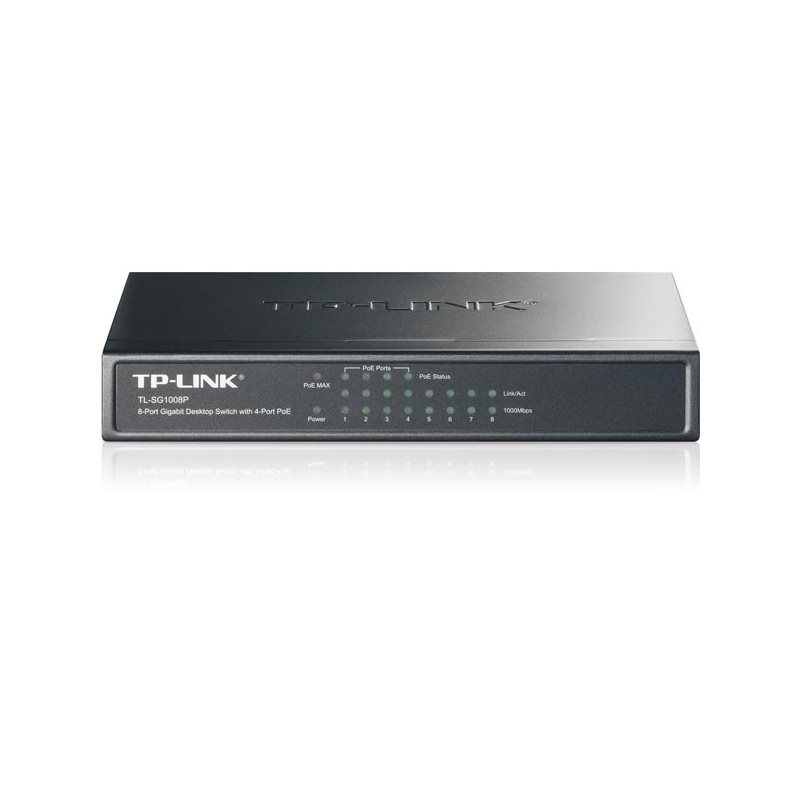 TP-Link Kytkin 8x10/100/1000Mbps, RJ45, 4xPoE, pöytämalli, musta