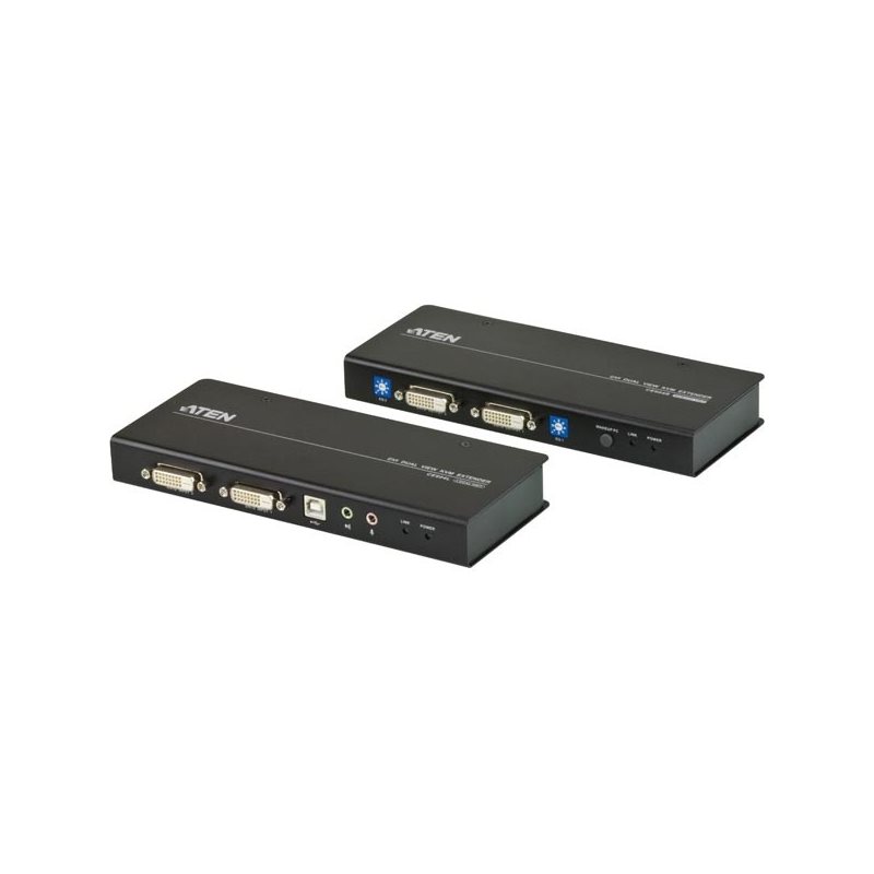Aten Järjestelmänjatkaja USB/DVI/sarja/ääni Cat5e kaapelissa, musta