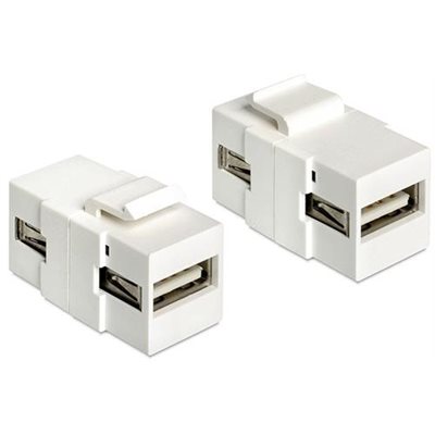 DeLock Keystone moduli, USB 2.0 Typ A naaras - USB Typ A naaras, valkoinen