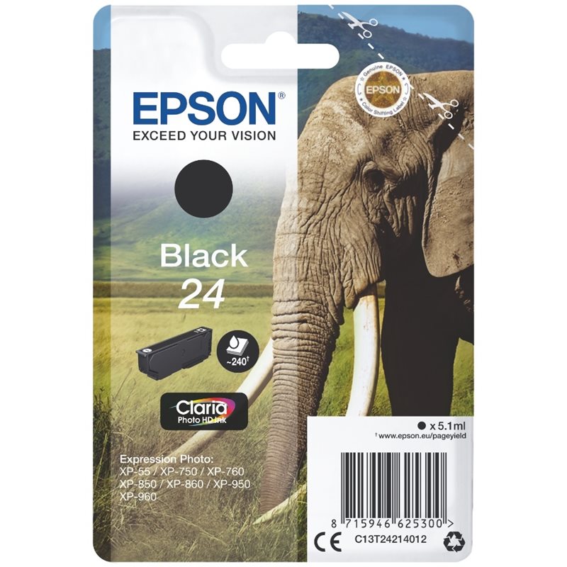 Epson Claria Photo HD 24 Elephant -väriainekasetti, musta