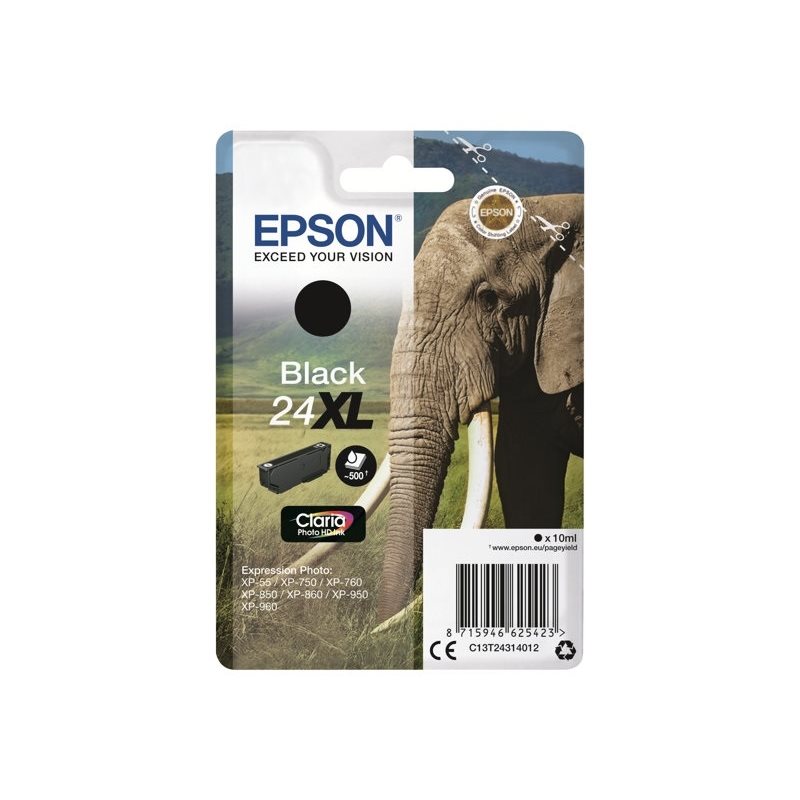 Epson 24XL Claria Photo HD Ink Elephant -väriainekasetti, musta (SEC)