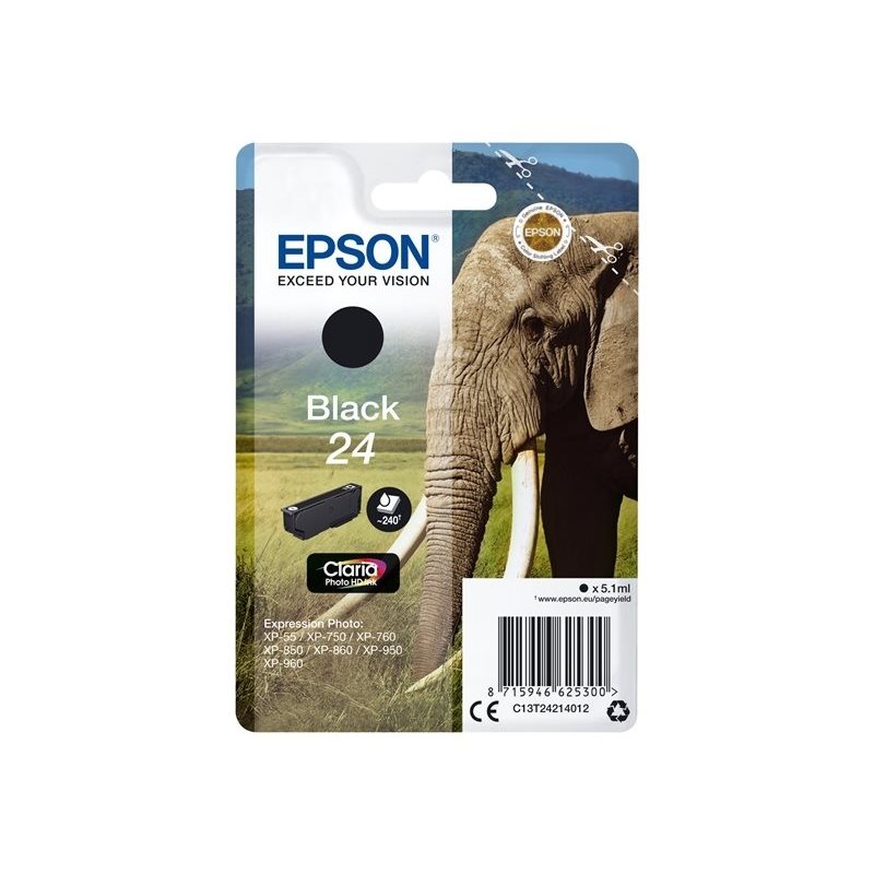 Epson 24 Claria Photo HD Ink Elephant -väriainekasetti, musta