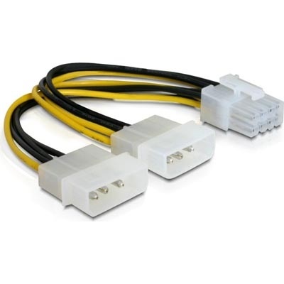 Deltaco Adapterikaapeli 2x Molex 4-pin > 8-pin PCI-Express, 30 cm