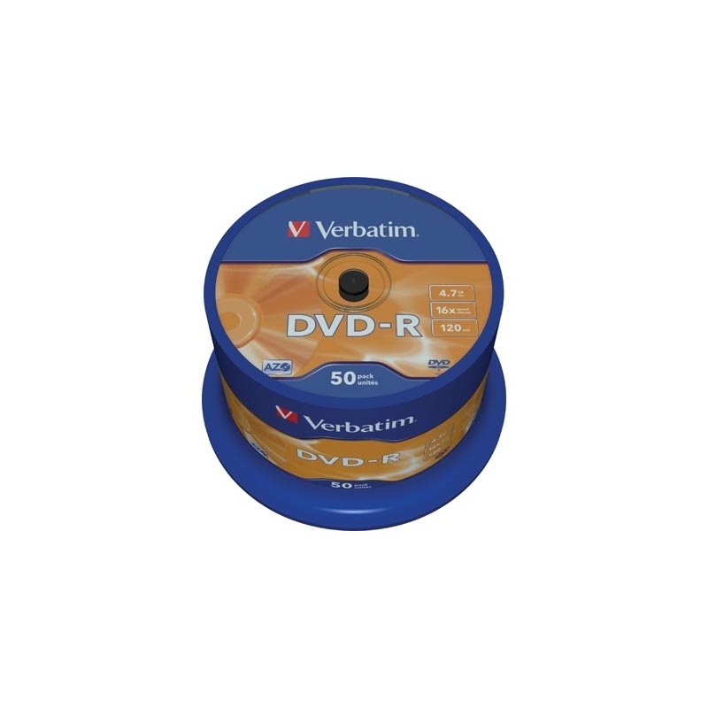 Verbatim DVD-R, 16x, 4,7 GB/120 min, 50-pakkaus, spindle, AZO