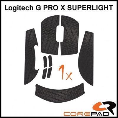 Corepad Soft Grips, hiiren grippisarja, Logitech G PRO X SUPERLIGHT, musta