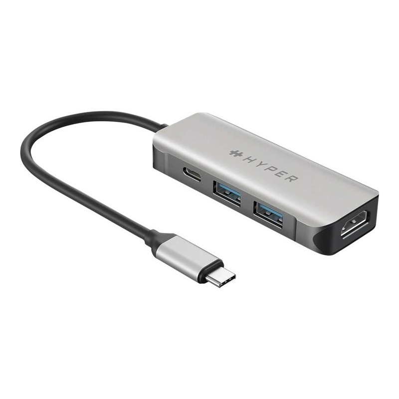 Targus HyperDrive 4-in-1 USB-C Hub -telakointiasema, hopea/musta