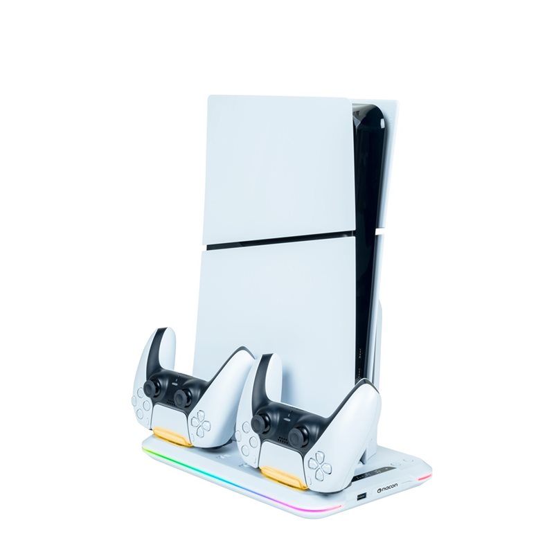 Nacon Vertical USB / Cooling Fan Stand for PS5 Slim, pelikonsolin pysty- ja jäähdytysalusta, valkoinen