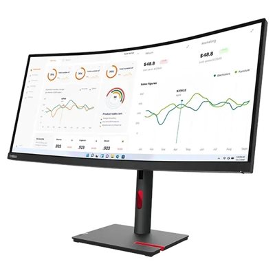 Lenovo 34" ThinkVision T34w-30, kaareva UWQHD-monitori, yönmusta