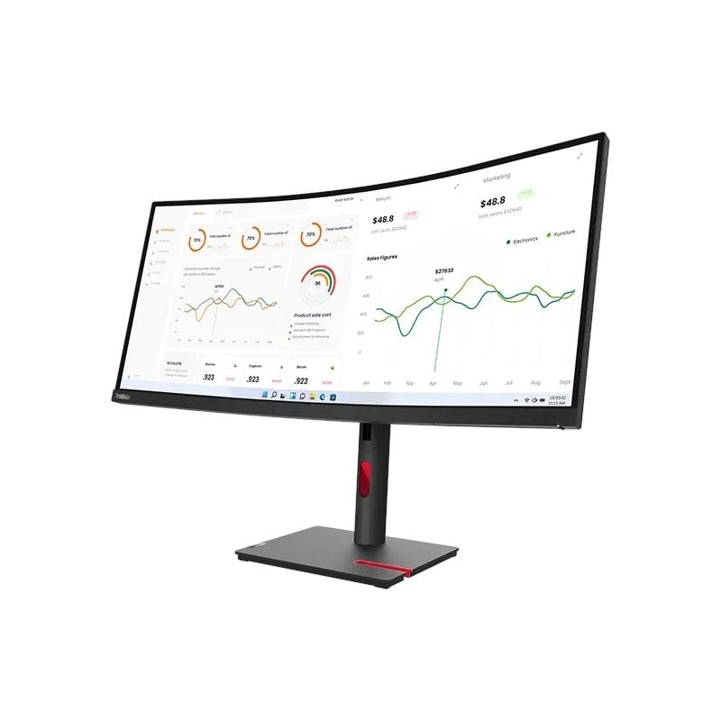 Lenovo 34" ThinkVision T34w-30, kaareva UWQHD-monitori, yönmusta