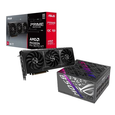 Asus PRIME-RX9070XT-O16G + ROG-STRIX-850P-GAMING -tuotepaketti