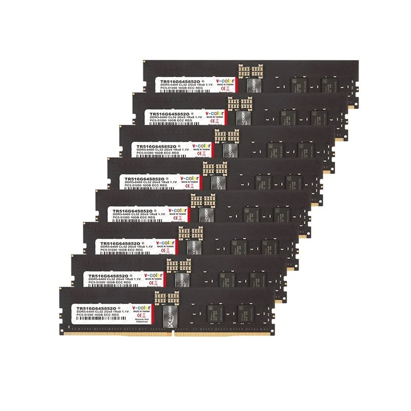 v-color 128GB (8 x 16GB) R-DIMM - STANDARD, DDR5 6400MHz, ECC, CL52, 1.10V, musta