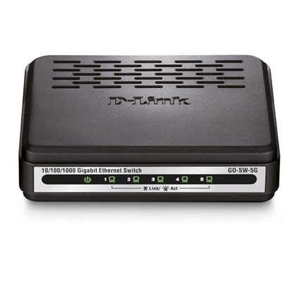 D-Link 5-Port Gigabit Easy Desktop Switch, kytkin 5x10/100/1000, musta