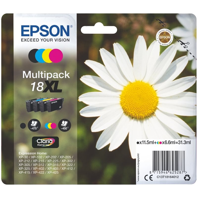 Epson EPSON 18XL black and tri-colour -väriainekasetti, kolme väriä + musta