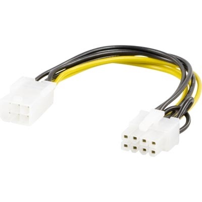 Deltaco 6-pin PCI-E > 8-pin PCI-E2 -adapterikaapeli, 10 cm