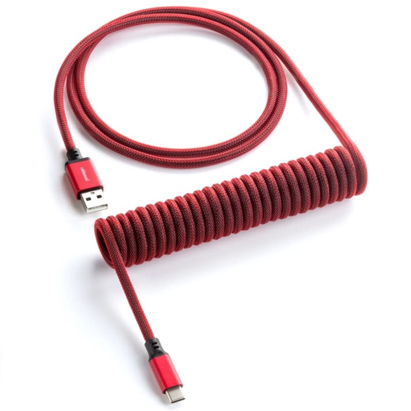 CableMod Classic Coiled Keyboard Cable, USB A -> USB Type C, 150cm, Republic Red
