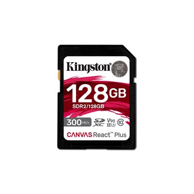 Kingston 128GB Canvas React Plus, SDXC -muistikortti, UHS-II V90 U3, 300/260 MB/s