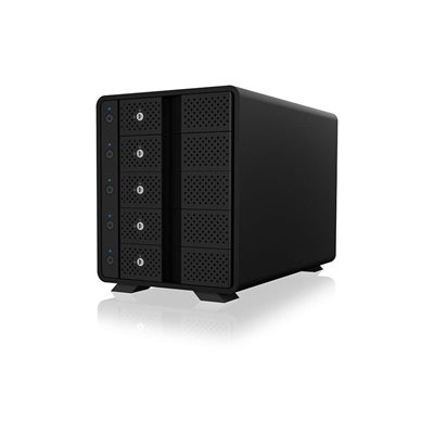 IcyBox IB-3805-C31, ulkoinen kiintolevykehikko, 5 x 3.5" SATA, USB 3.1 (Gen 2), musta