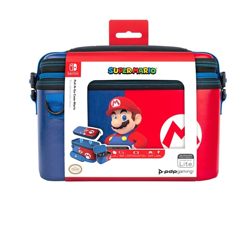 PDP Pull-N-Go Case - MARIO, kuljetuslaukku Nintendo Switchille, sininen / punainen