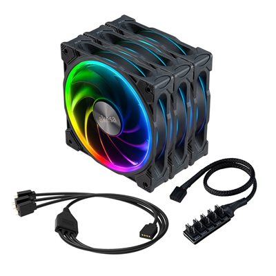 Akasa SOHO AR, 12cm ARGB PWM fan 3kpl bundle