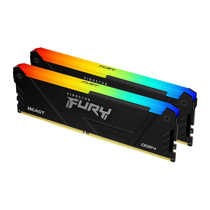 Kingston 16GB (2 x 8GB) FURY Beast DDR4 RGB, 3600MHz, CL17, 1.35V, musta
