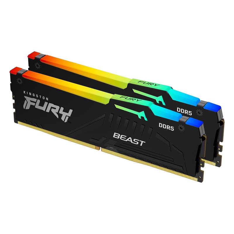 Kingston 32GB (2 x 16GB) FURY Beast RGB, DDR5 6400MHz, CL32, 1.40V, musta