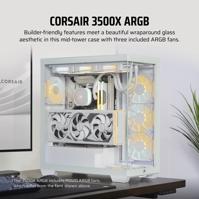 Corsair 3500X ARGB, ikkunallinen miditornikotelo, valkoinen - Kuva 2