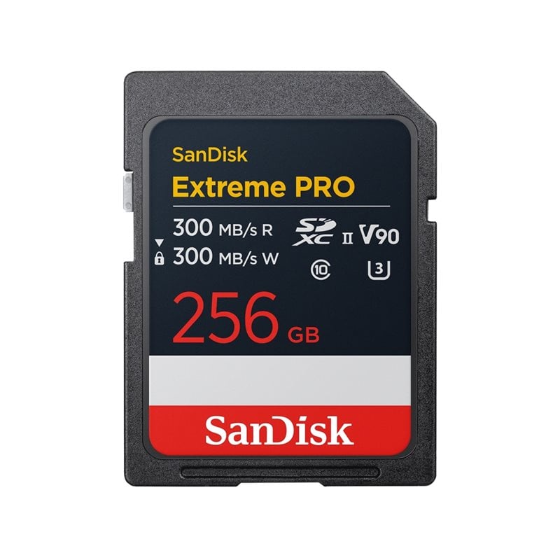 Sandisk 256GB Extreme Pro, SDXC -muistikortti, UHS-II V90 U3, 300/300 MB/s