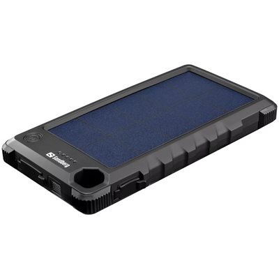 Sandberg 10 000 mAh Outdoor Solar Powerbank, USB-C, USB-A, musta