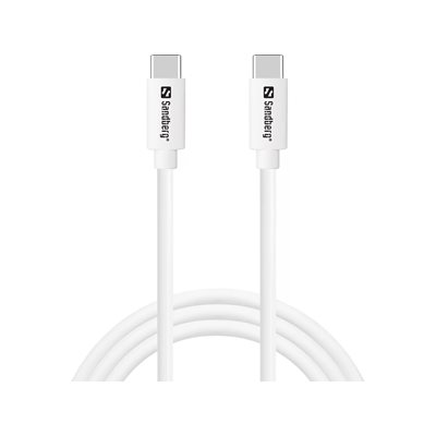 Sandberg USB-C -kaapeli, 65W, 2m, valkoinen