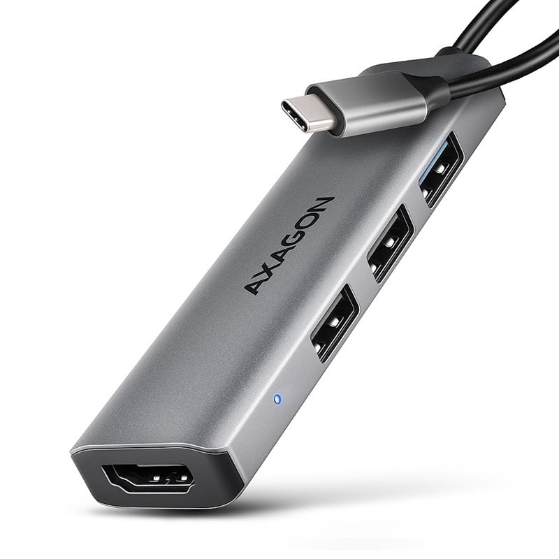 AXAGON 3.2 Gen1 USB-C 4-in-1 -telakka,  hopea