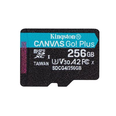 Kingston 256GB Canvas Go! Plus Gen4, microSDXC-muistikortti, UHS-1 V30 U3 A2, jopa 200/160 MB/s