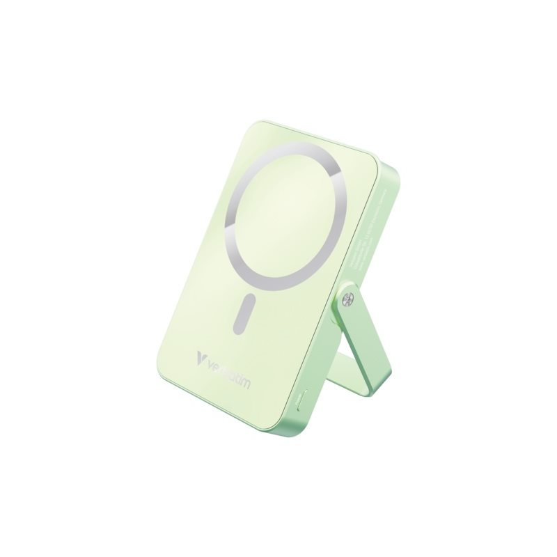 Verbatim 10 000mAh Charge 'n' Go, varavirtalähde telineellä, Magsafe, USB-C PD 20W, vihreä