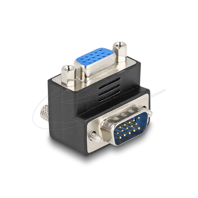 DeLock VGA/HD15 uros - VGA/HD15 naaras kulma-adapteri, musta