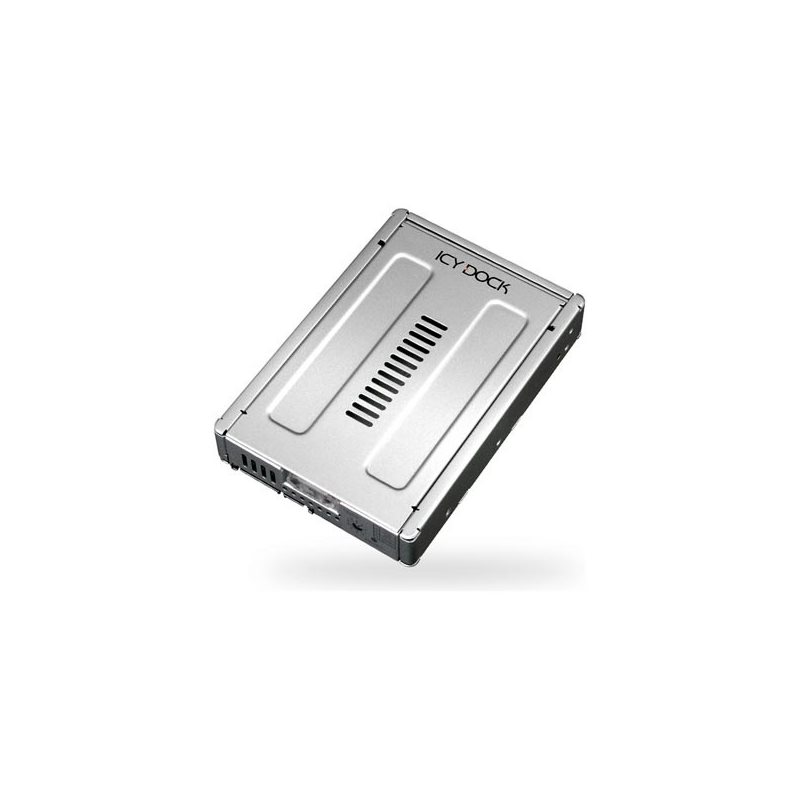 ICY DOCK Sisäinen kasetti 1x2,5" SATA-/SSD-kiintolevylle 1x3,5"-paikkaan, SATA 3Gb/s, metalli, hopea