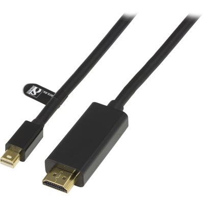 Deltaco Mini DisplayPort - HDMI-näyttökaapeli, jossa ääni, 2m, musta