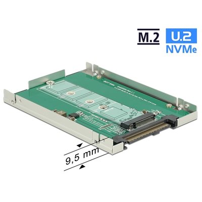 DeLock 2.5" muunnin U.2 SFF-8639 -> M.2 NVMe Key M, harmaa
