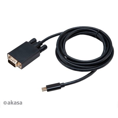 Akasa USB-C - VGA -adapterikaapeli, 1,8m, musta