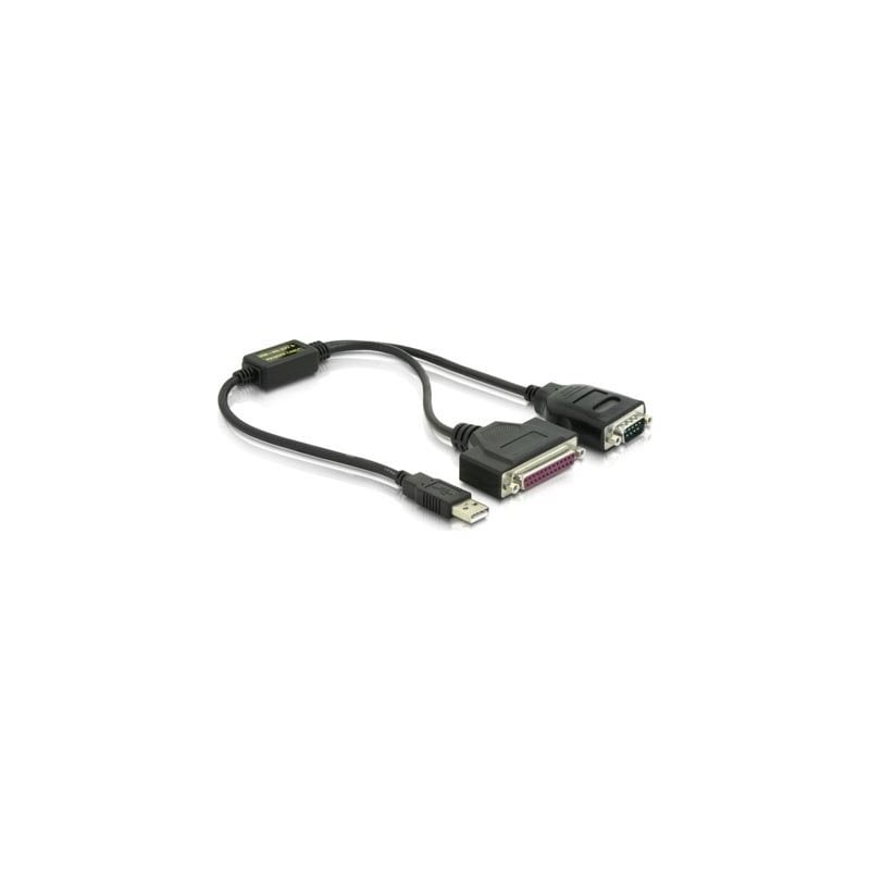 DeLock USB adapteri>rinnakkais-ja sarjaportti, 1xDB25 n 1xDB9 u, 0,5 m
