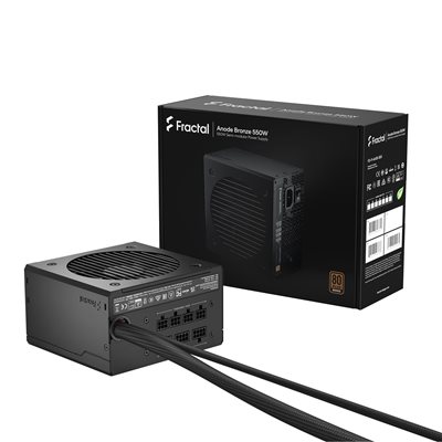 Fractal Design 550W Anode Bronze, puolimodulaarinen ATX-virtalähde, 80 Plus Bronze, musta