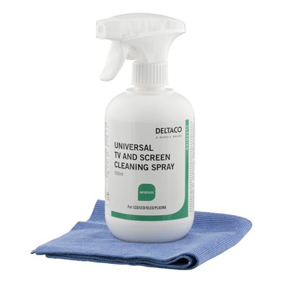Deltaco Näytön ja television puhdistussarja, 500ml + mikrokuituliina