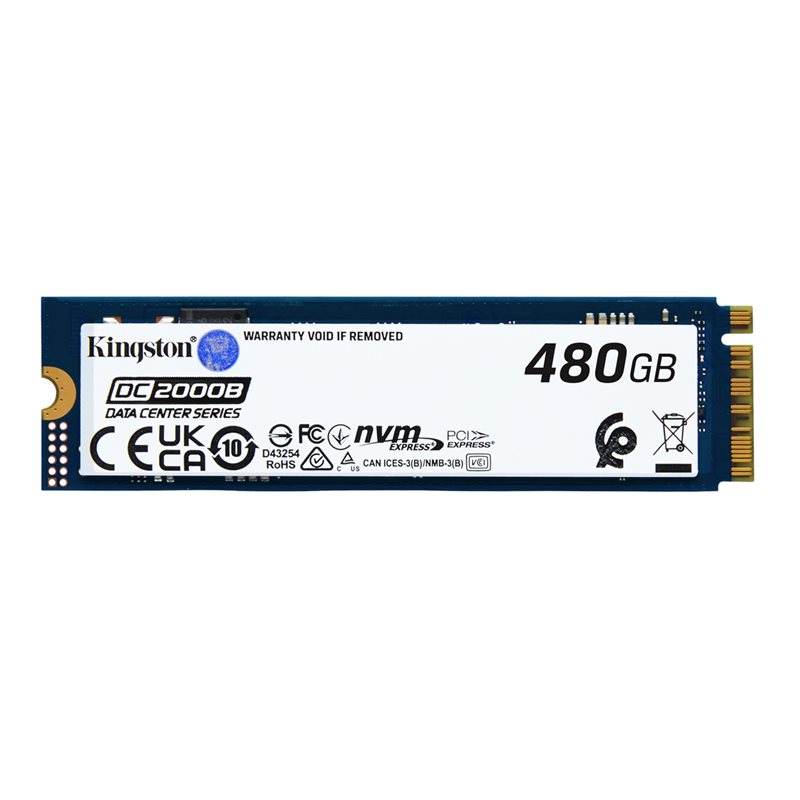 Kingston 480GB DC2000B PCIe 4.0 NVMe M.2 SSD -levy, M.2 2280, 7000/800 MB/s