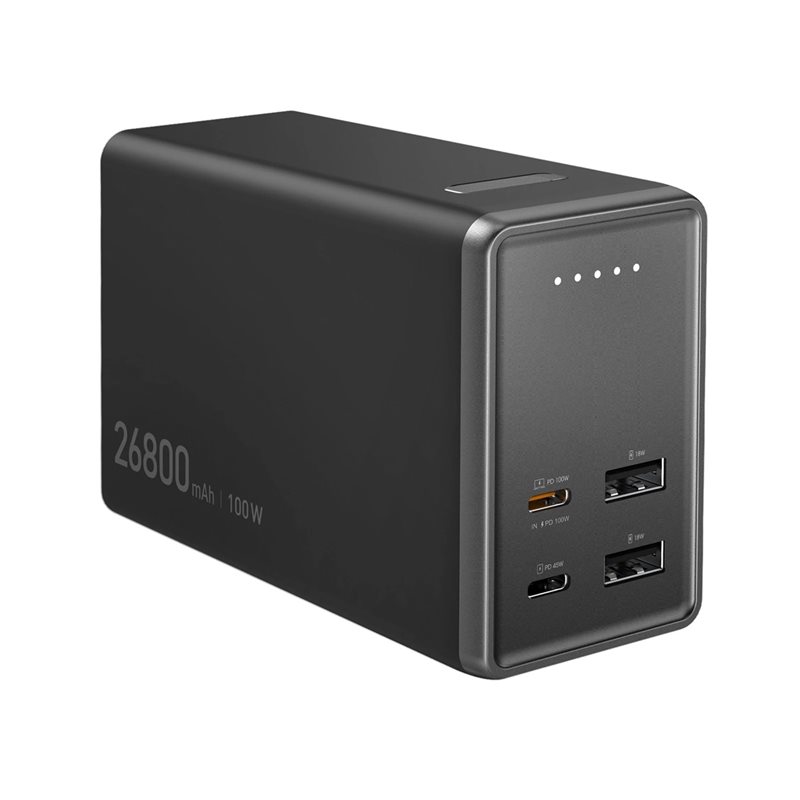 j5create 26 800mAh varavirtalähde, 2x USB-C PD 100W, 2x USB-A , musta