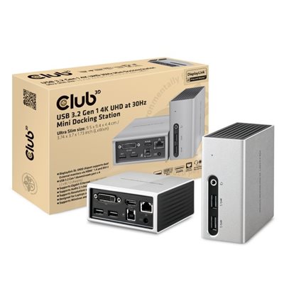 Club 3D 3.2 Gen1 USB-A 8-in-1 -telakka, hopea/musta