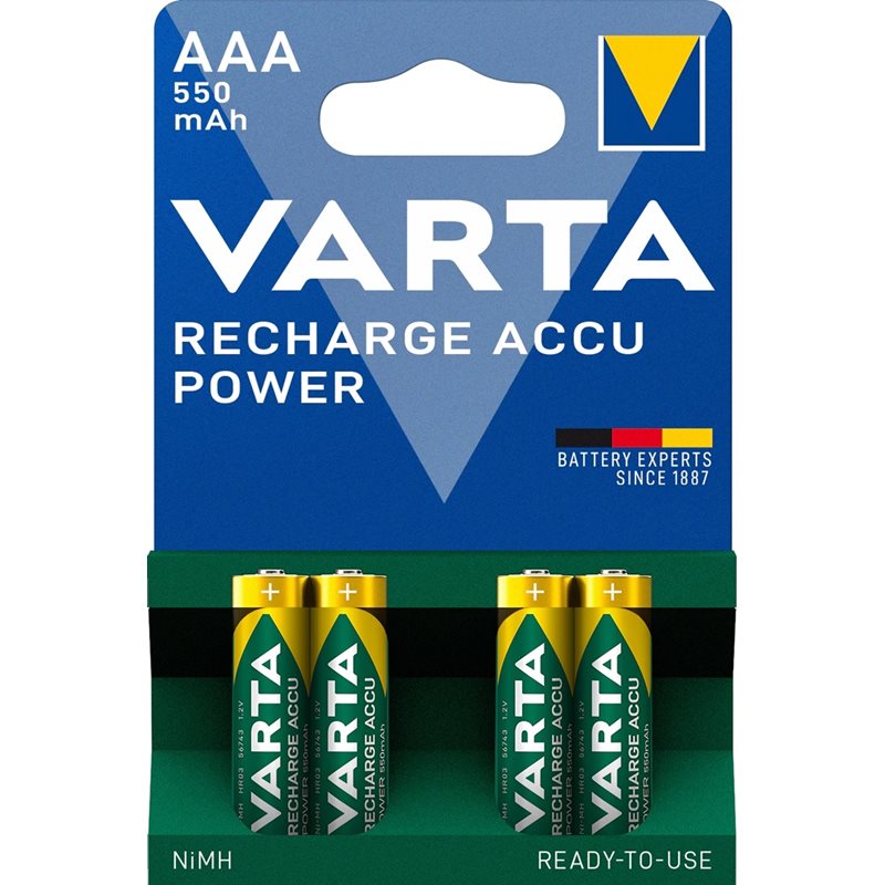 Varta AAA/LR03 -akkuparisto, 550mAh, 4kpl