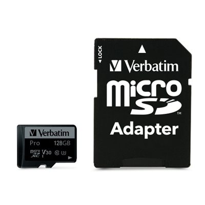 Verbatim 128GB MicroSDHC -muistikortti, UHS-1 V30 U3, jopa 90/45 MB/s, SD-adapterilla