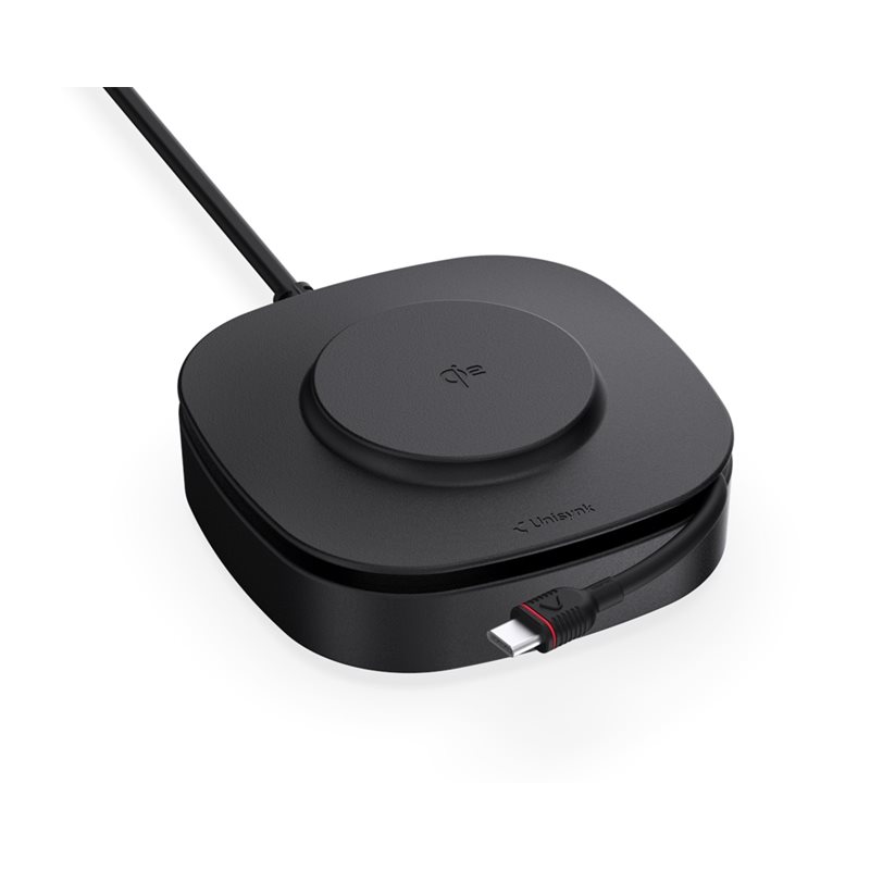 Unisynk 80W 2-in-1 kannettavan tietokoneen ja Qi2 langaton latausalusta, musta