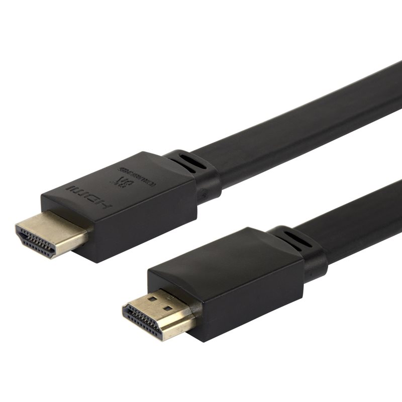 Deltaco 2.1 HDMI -näyttökaapeli, litteä, 2m, musta