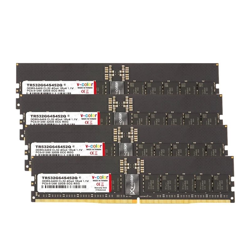 v-color 128GB (4 x 32GB) R-DIMM - STANDARD, DDR5 6400MHz, ECC, CL52, 1.10V, musta